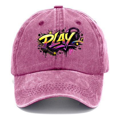 Bold typography design - "PLAY" - creative expression, musical performance - Classic Cap - Dusty Rose(Rose)