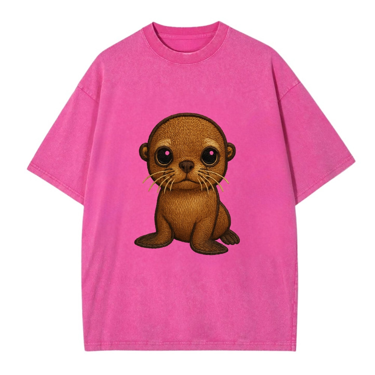 Baby California Sea Lion - golden brown, large expressive eyes, whiskers, - Vintage T-shirt - Dusty Rose(Rose)
