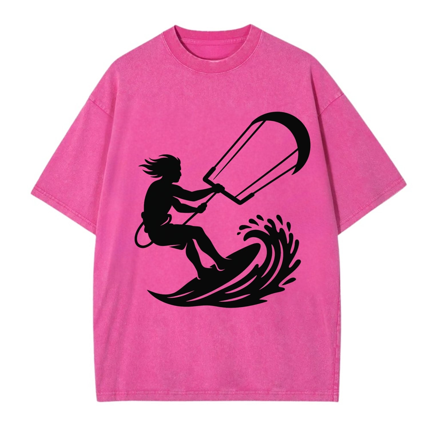 Kite surfer riding wave - Vintage T-shirt - Dusty Rose(Rose)