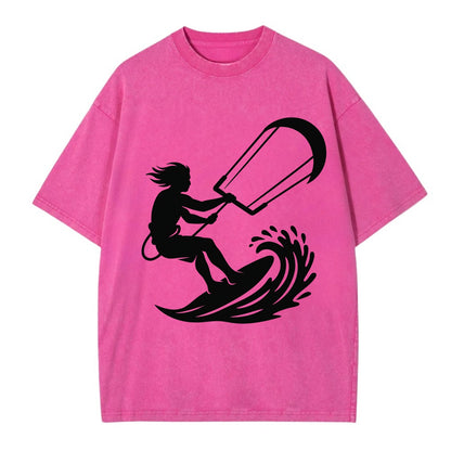 Kite surfer riding wave - Vintage T-shirt - Dusty Rose(Rose)