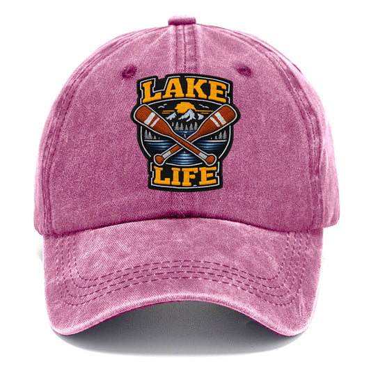 CANOE PADDLE - wooden paddle crossed in brown and cream , lake life - Classic Cap - Dusty Rose(Rose)