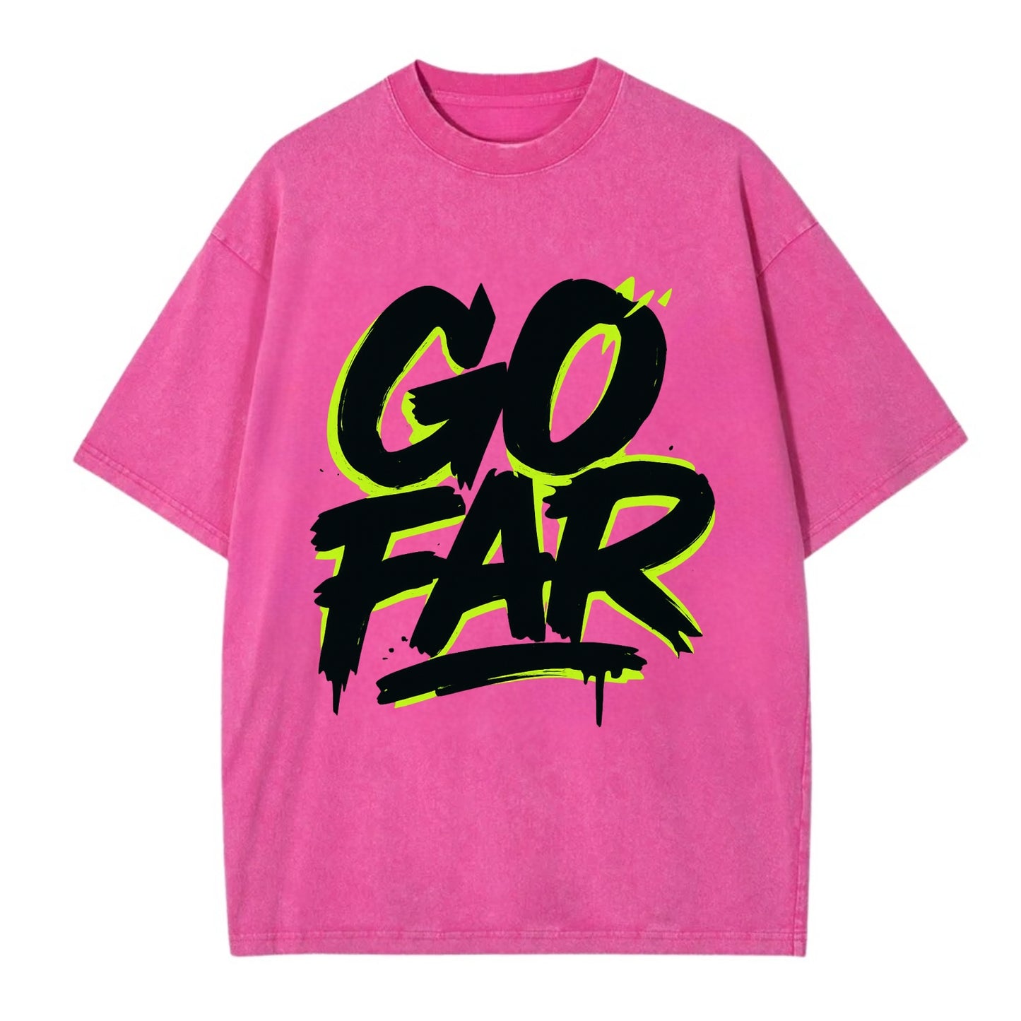 Bold typography design - "GO FAR" - distance goals, pushing limits - Vintage T-shirt - Dusty Rose(Rose)