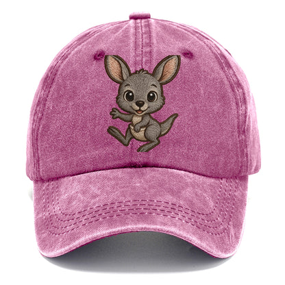 Baby Kangaroo Joey - gray fur, large ears, in pouch peek, bright eyes, front-facing, - Classic Cap - Dusty Rose(Rose)