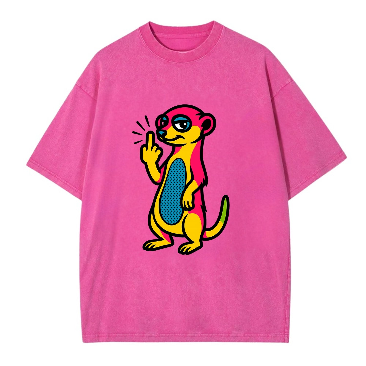 cute meerkat standing guard on hind legs, one front paw raised in sassy salute - Vintage T-shirt - Dusty Rose(Rose)