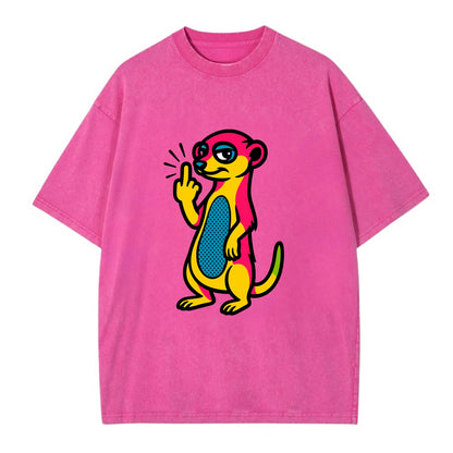 cute meerkat standing guard on hind legs, one front paw raised in sassy salute - Vintage T-shirt - Dusty Rose(Rose)