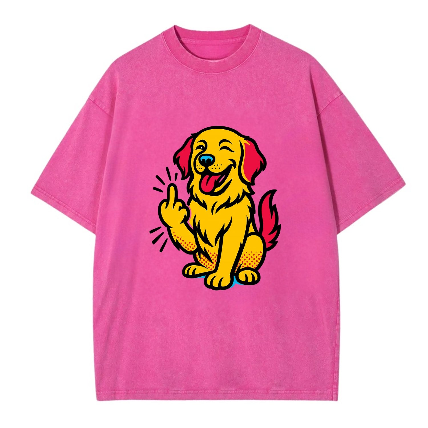 Golden Retriever with happy smile and golden coat, fluffy paw raised - Vintage T-shirt - Dusty Rose(Rose)