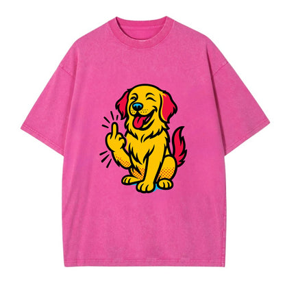 Golden Retriever with happy smile and golden coat, fluffy paw raised - Vintage T-shirt - Dusty Rose(Rose)