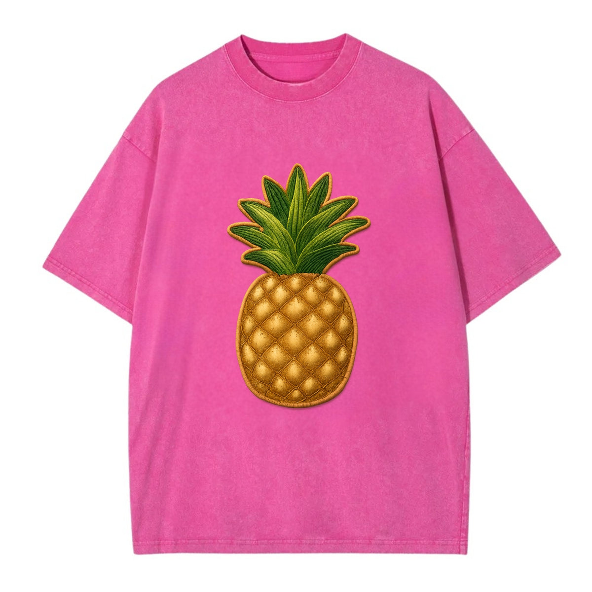 PINEAPPLE CROWN - tropical fruit in yellow and green , hospitality - Vintage T-shirt - Dusty Rose(Rose)
