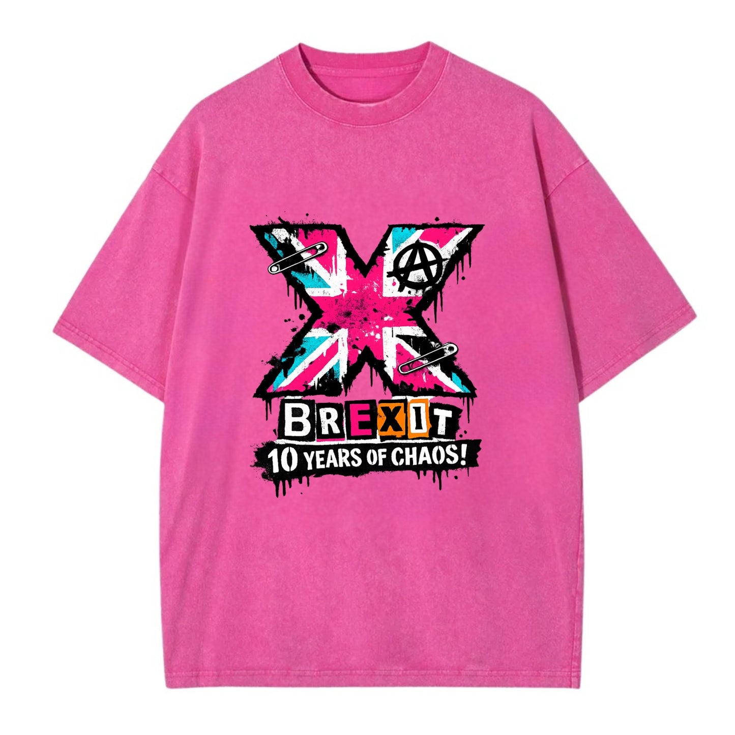 X YEARS | Roman numeral X massive | Union Jack fill pattern | Bold statement - Vintage T-shirt - Dusty Rose(Rose)