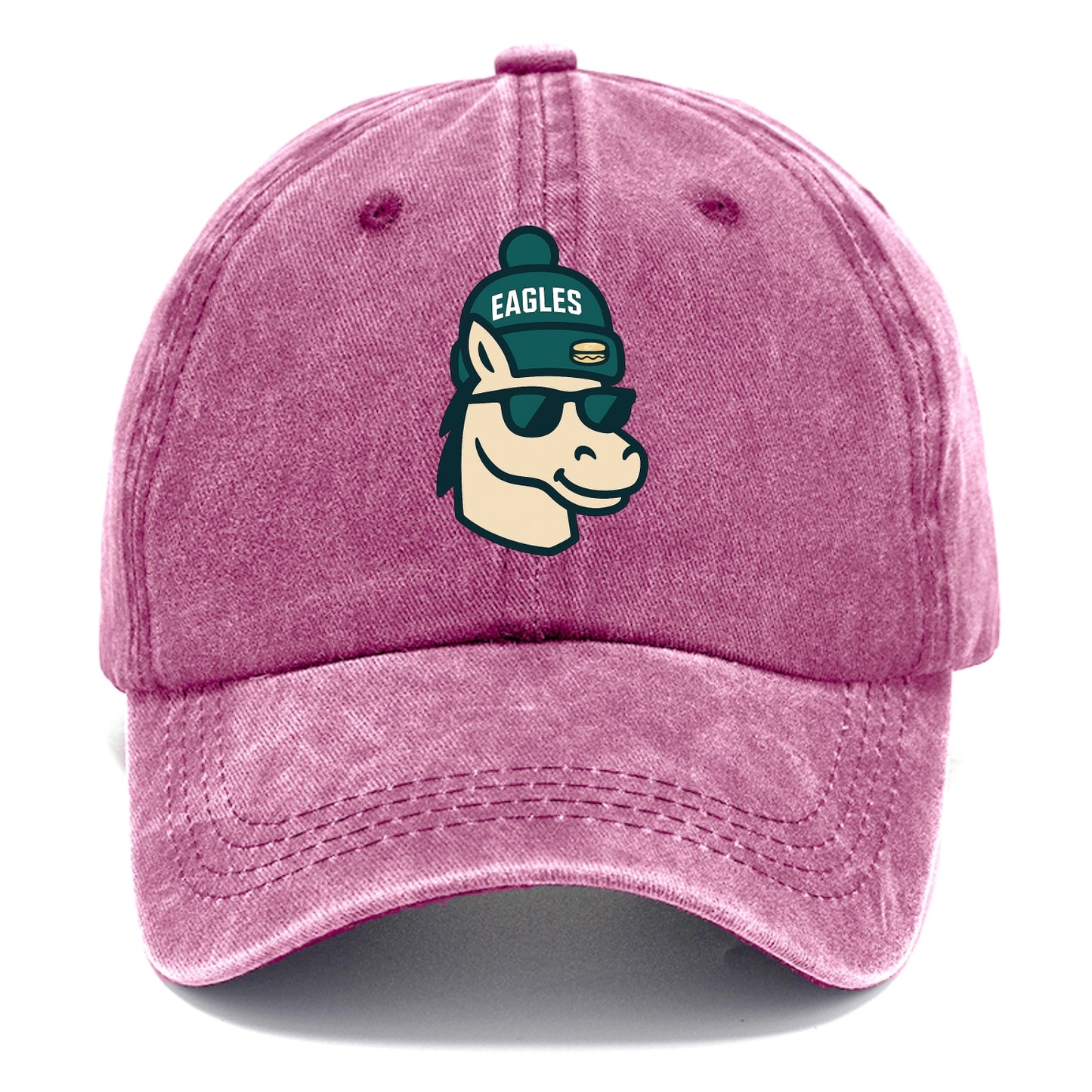 Philadelphia Horse wearing Eagles beanie with cheesesteak patch and wayfarer - Classic Cap - Dusty Rose(Rose)