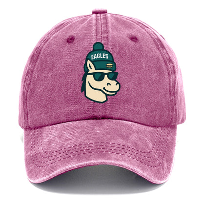 Philadelphia Horse wearing Eagles beanie with cheesesteak patch and wayfarer - Classic Cap - Dusty Rose(Rose)