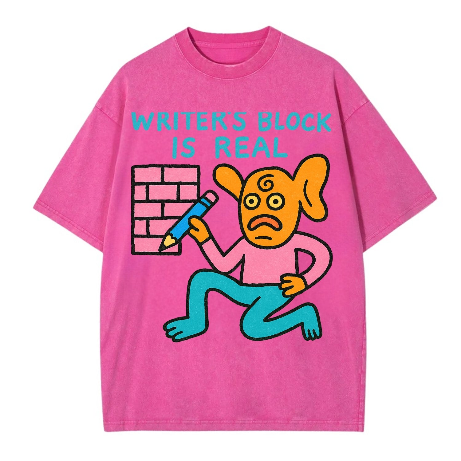 WRITERS BLOCK IS REAL | Brick wall with pencil - Vintage T-shirt - Dusty Rose(Rose)