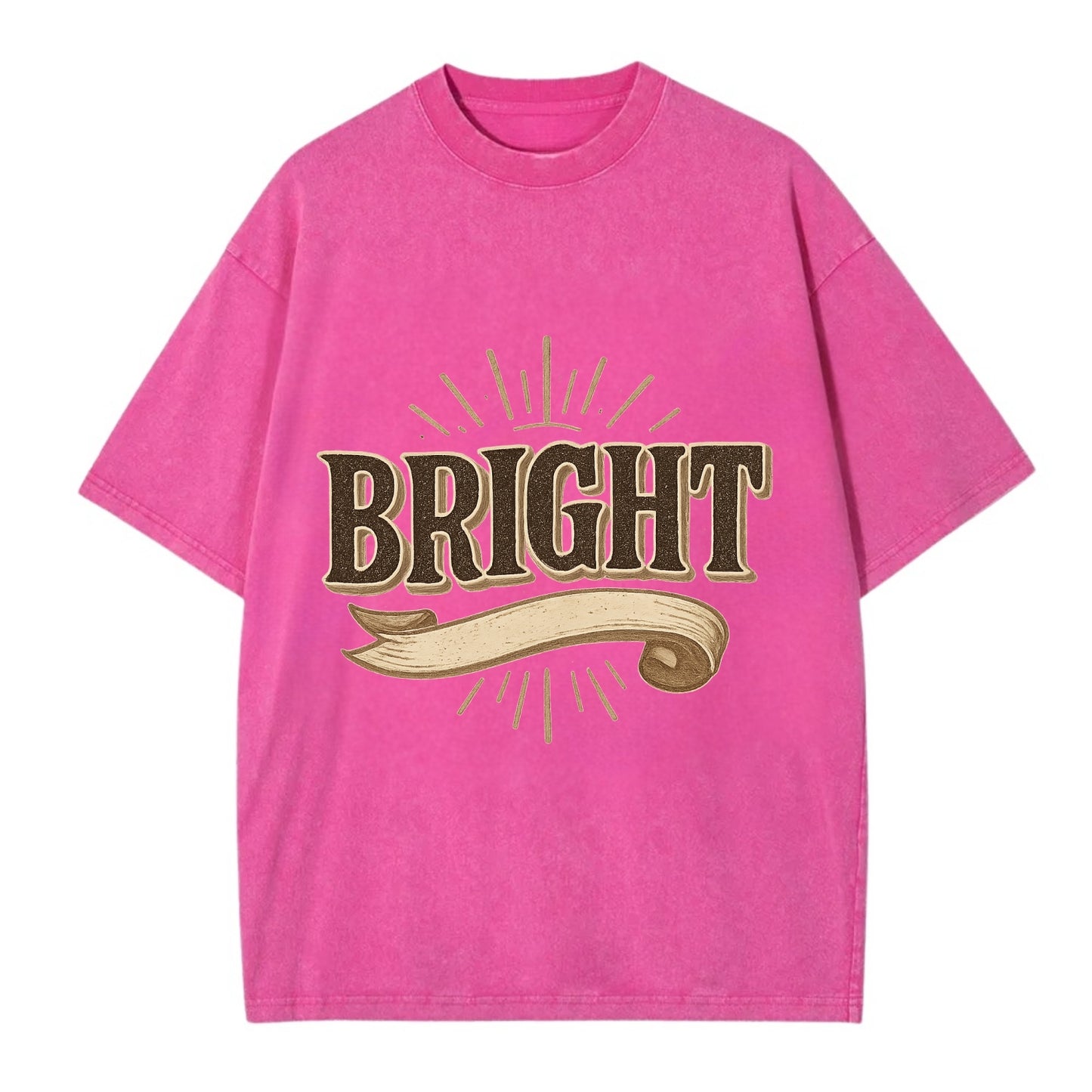 Bold typography design - "BRIGHT" - intelligent, shining - Vintage T-shirt - Dusty Rose(Rose)