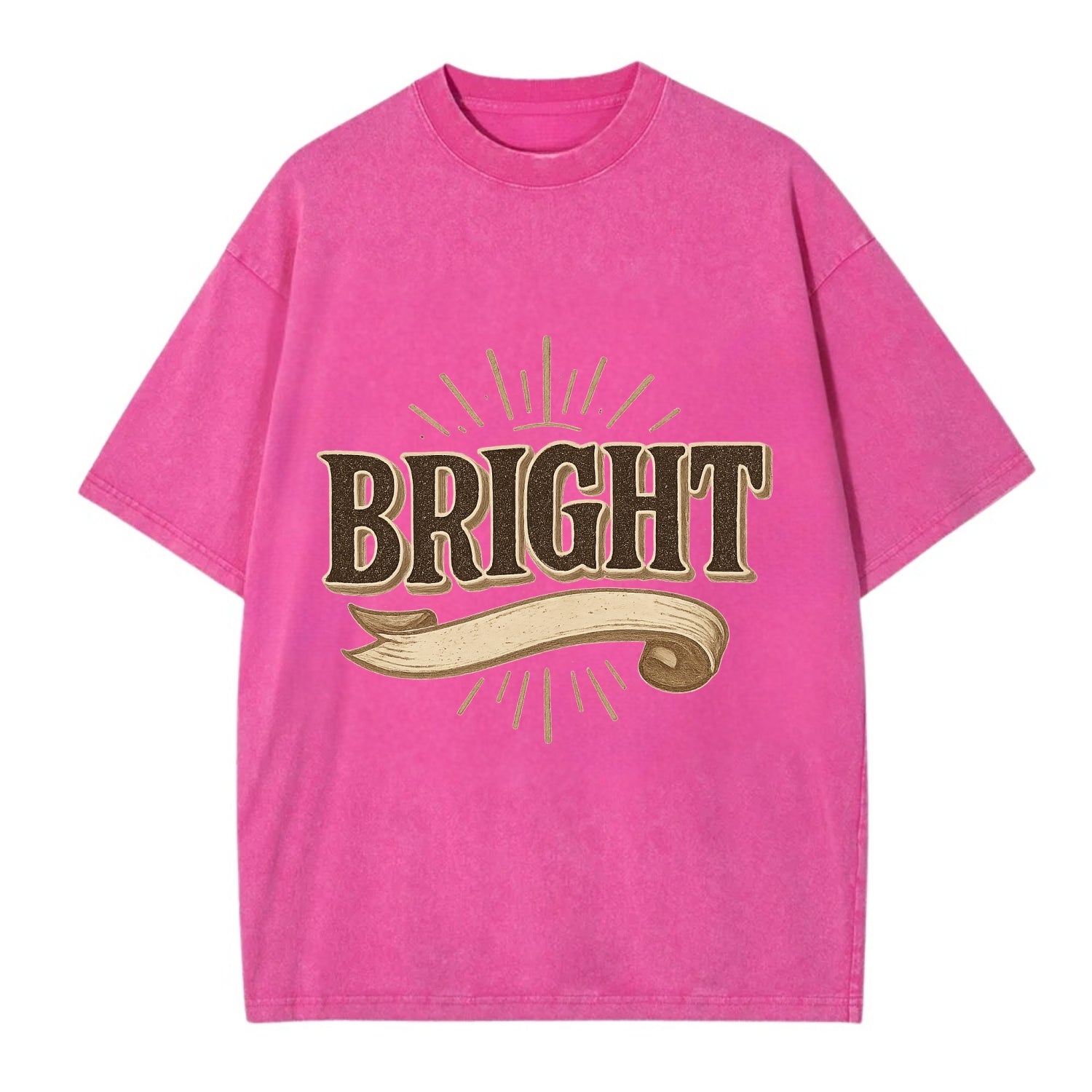Bold typography design - "BRIGHT" - intelligent, shining - Vintage T-shirt - Dusty Rose(Rose)