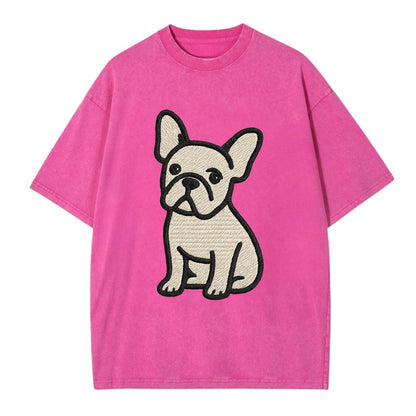 French Bulldog - Head tilt one ear up - Vintage T-shirt - Dusty Rose(Rose)