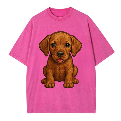 Baby Vizsla Puppy - golden rust coat, soulful eyes, athletic build, front-facing, - Vintage T-shirt - Dusty Rose(Rose)