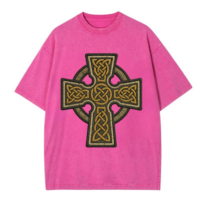 Celtic Cross  - Vintage T-shirt - Dusty Rose(Rose)
