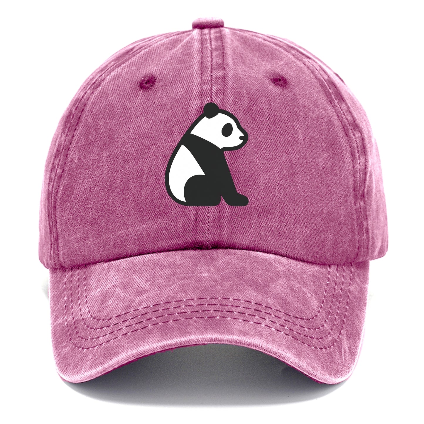 Panda - Black and white sitting pose flat side profile - Classic Cap - Dusty Rose(Rose)