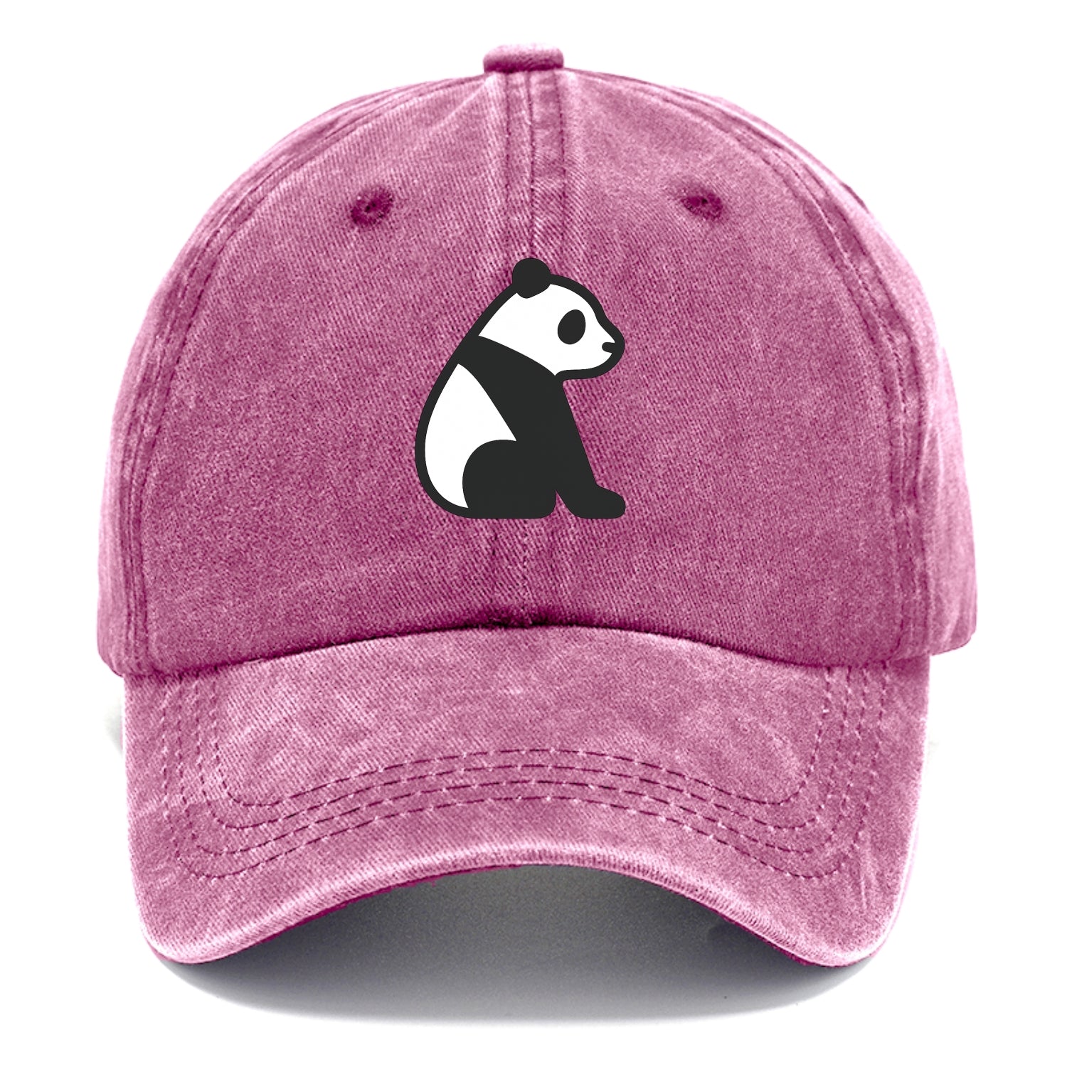 Panda - Black and white sitting pose flat side profile - Classic Cap - Dusty Rose(Rose)