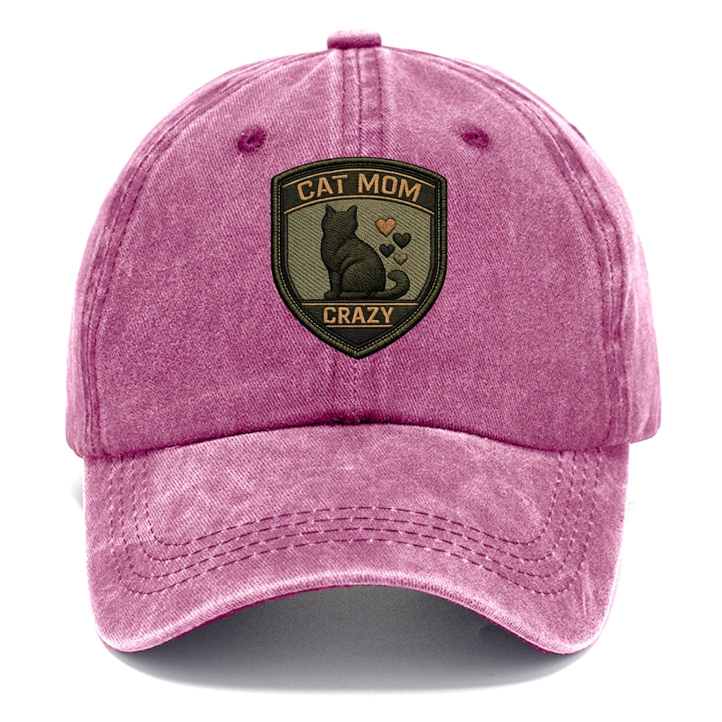 CAT MOM CRAZY - cat silhouette with hearts in purple , cat lady - Classic Cap - Dusty Rose(Rose)