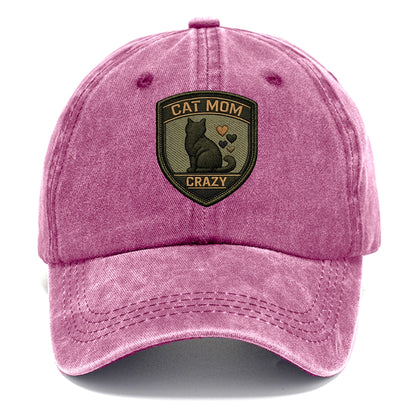 CAT MOM CRAZY - cat silhouette with hearts in purple , cat lady - Classic Cap - Dusty Rose(Rose)
