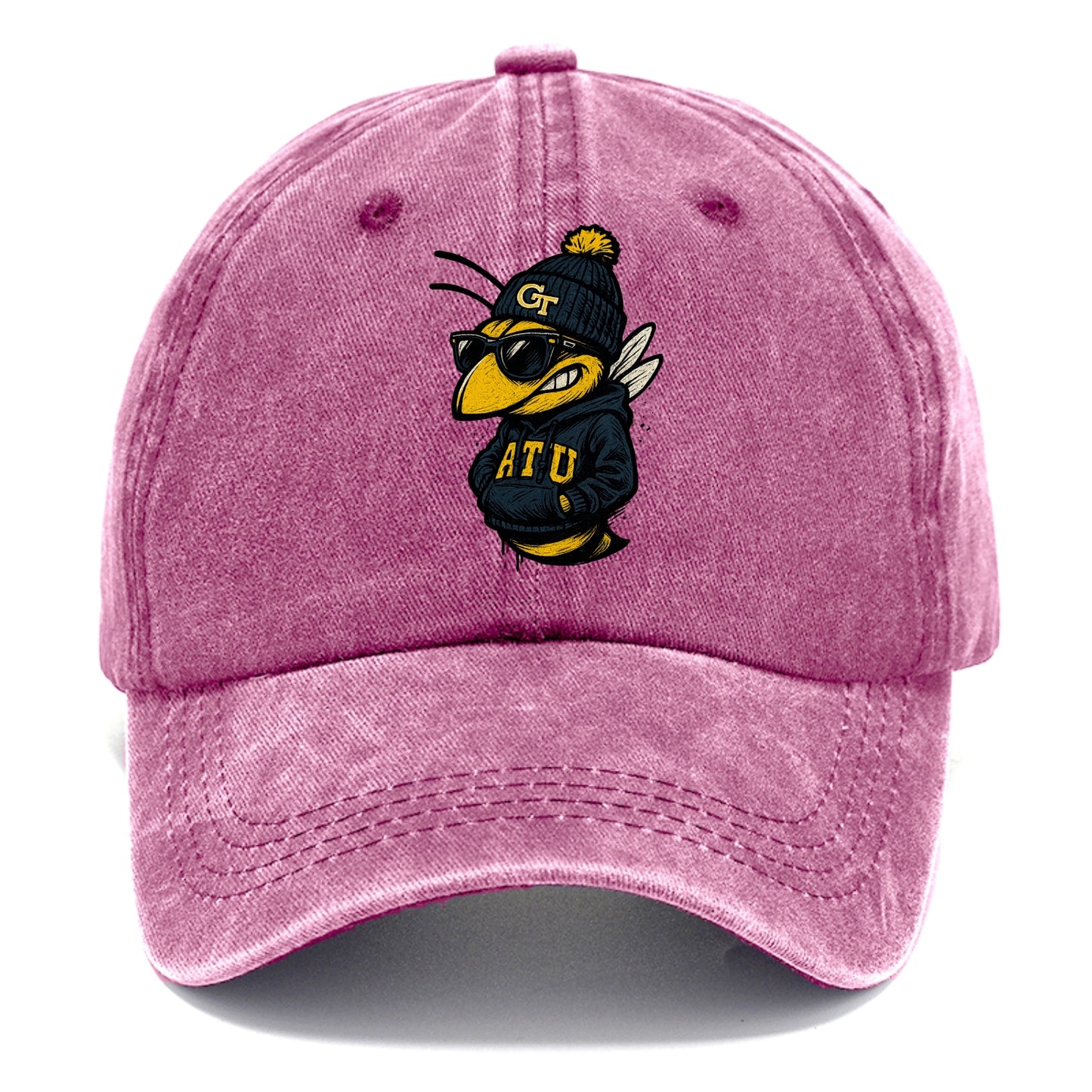 Atlanta Yellow Jacket wearing Georgia Tech beanie with GT patch - Classic Cap - Dusty Rose(Rose)