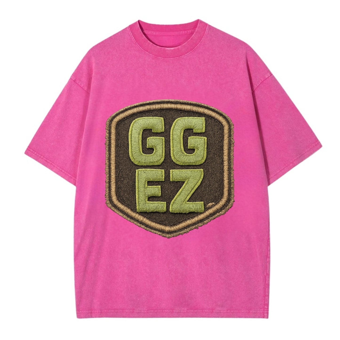 GG EZ - victory text in neon green , easy win - Vintage T-shirt - Dusty Rose(Rose)