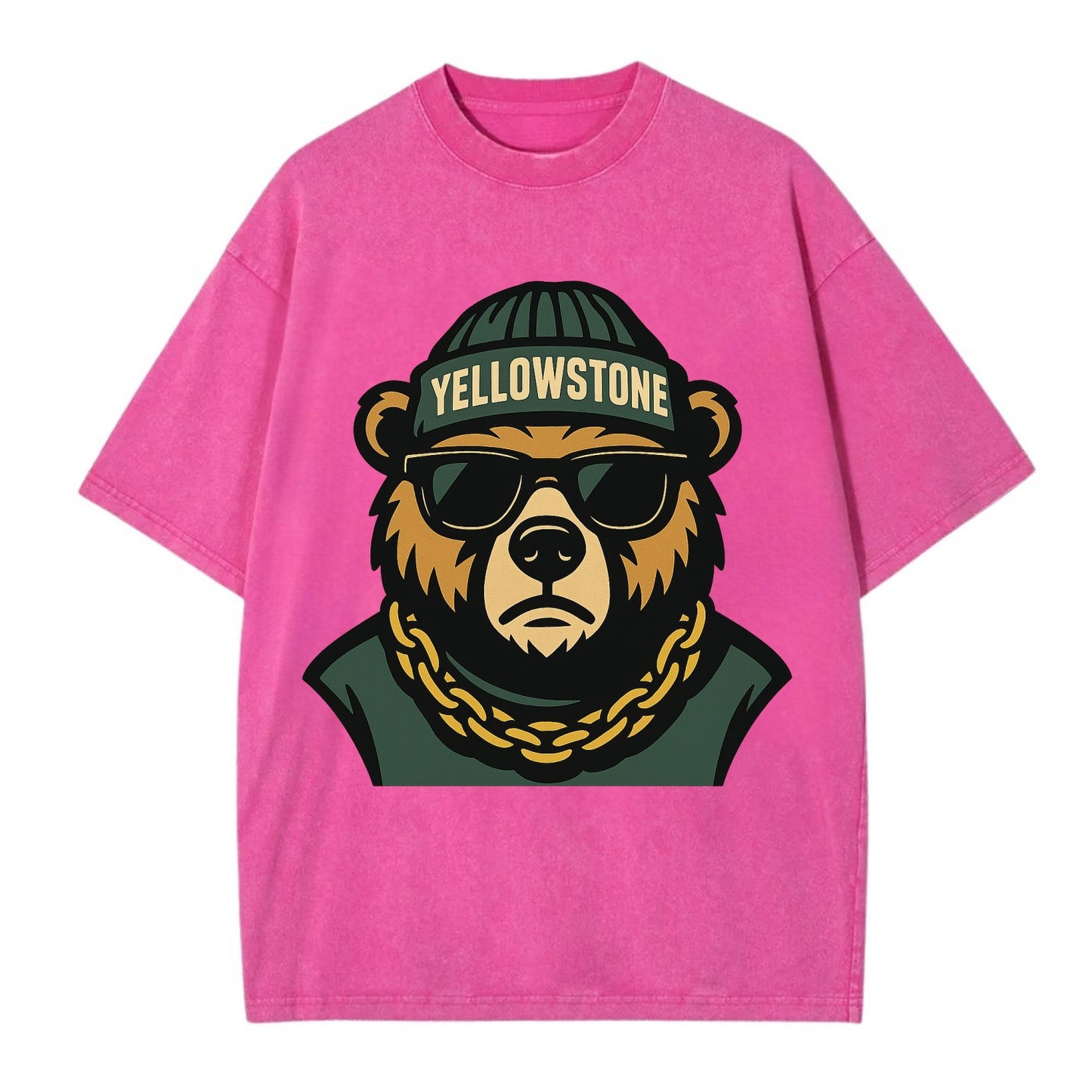 Yellowstone Bear - Vintage T-shirt - Dusty Rose(Rose)