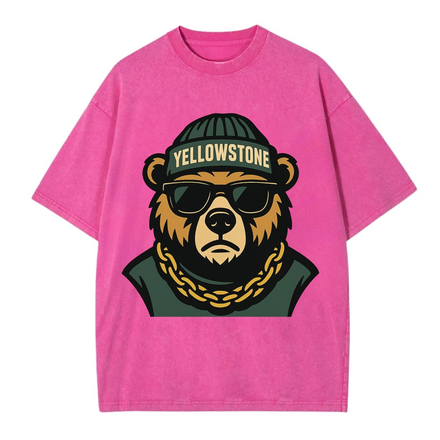 Yellowstone Bear - Vintage T-shirt - Dusty Rose(Rose)