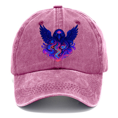 Mysterious raven with feathers showing future visions in neon colors, wings spread - Classic Cap - Dusty Rose(Rose)