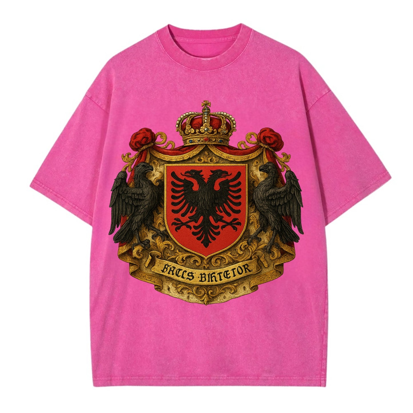 Albania Double Eagle Emblem  - Vintage T-shirt - Dusty Rose(Rose)