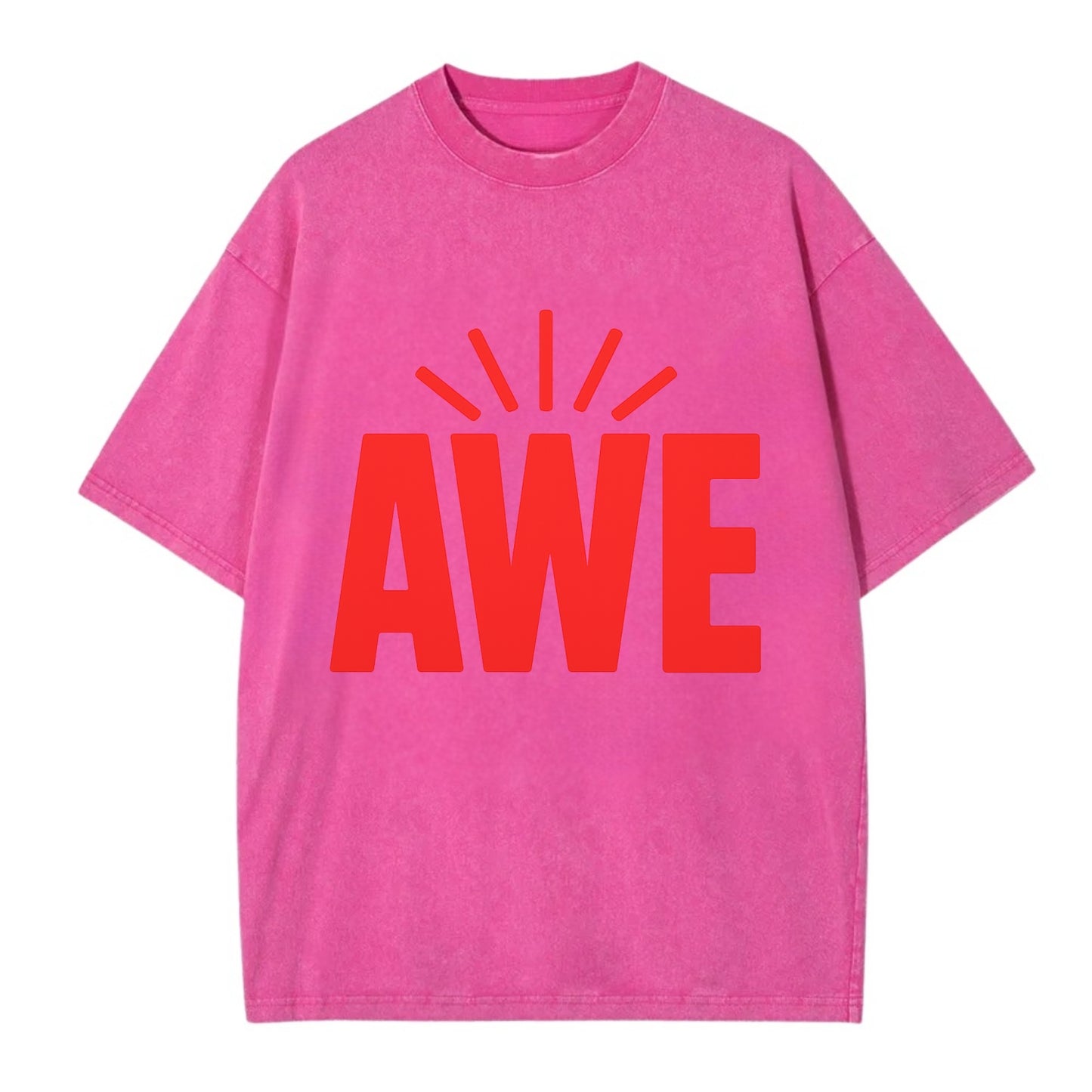 Bold typography design - "AWE" - overwhelming wonder - Vintage T-shirt - Dusty Rose(Rose)