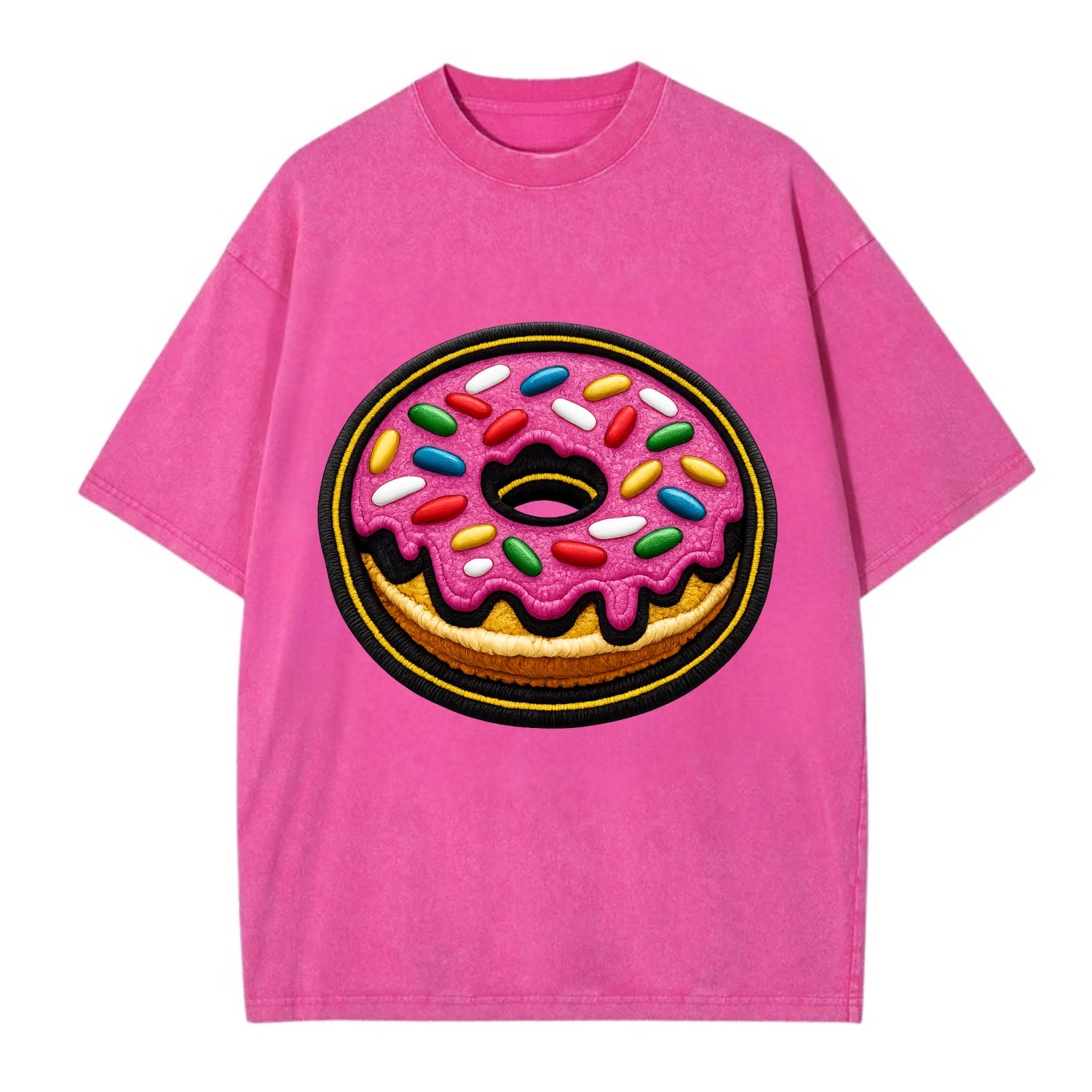 DONUT SPRINKLES - glazed donut with sprinkles in pink and rainbow , sweet treat - Vintage T-shirt - Dusty Rose(Rose)