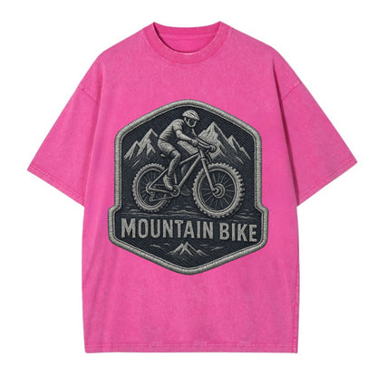 Mountain bike with rugged tires - cyclist badge - Vintage T-shirt - Dusty Rose(Rose)