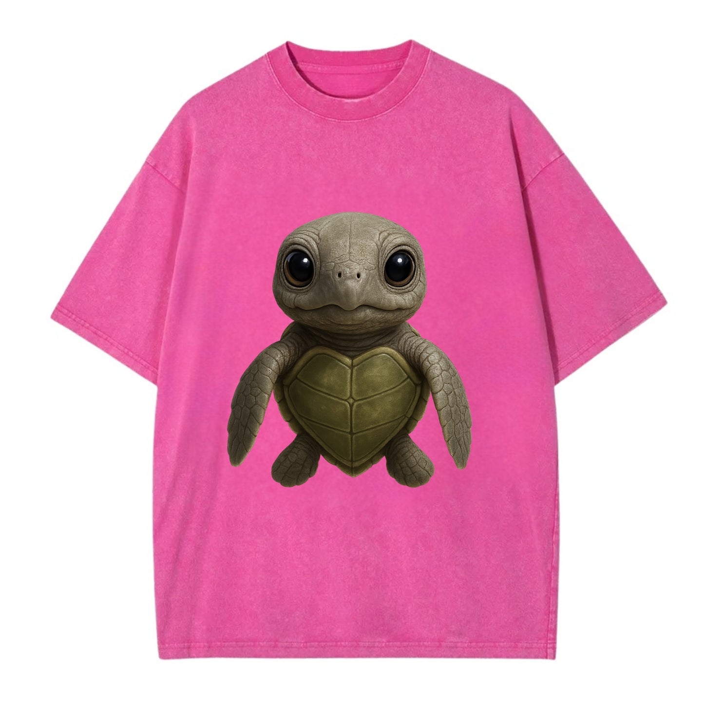 Baby Olive Ridley Turtle - olive green shell, heart-shaped carapace, bright eyes, - Vintage T-shirt - Dusty Rose(Rose)