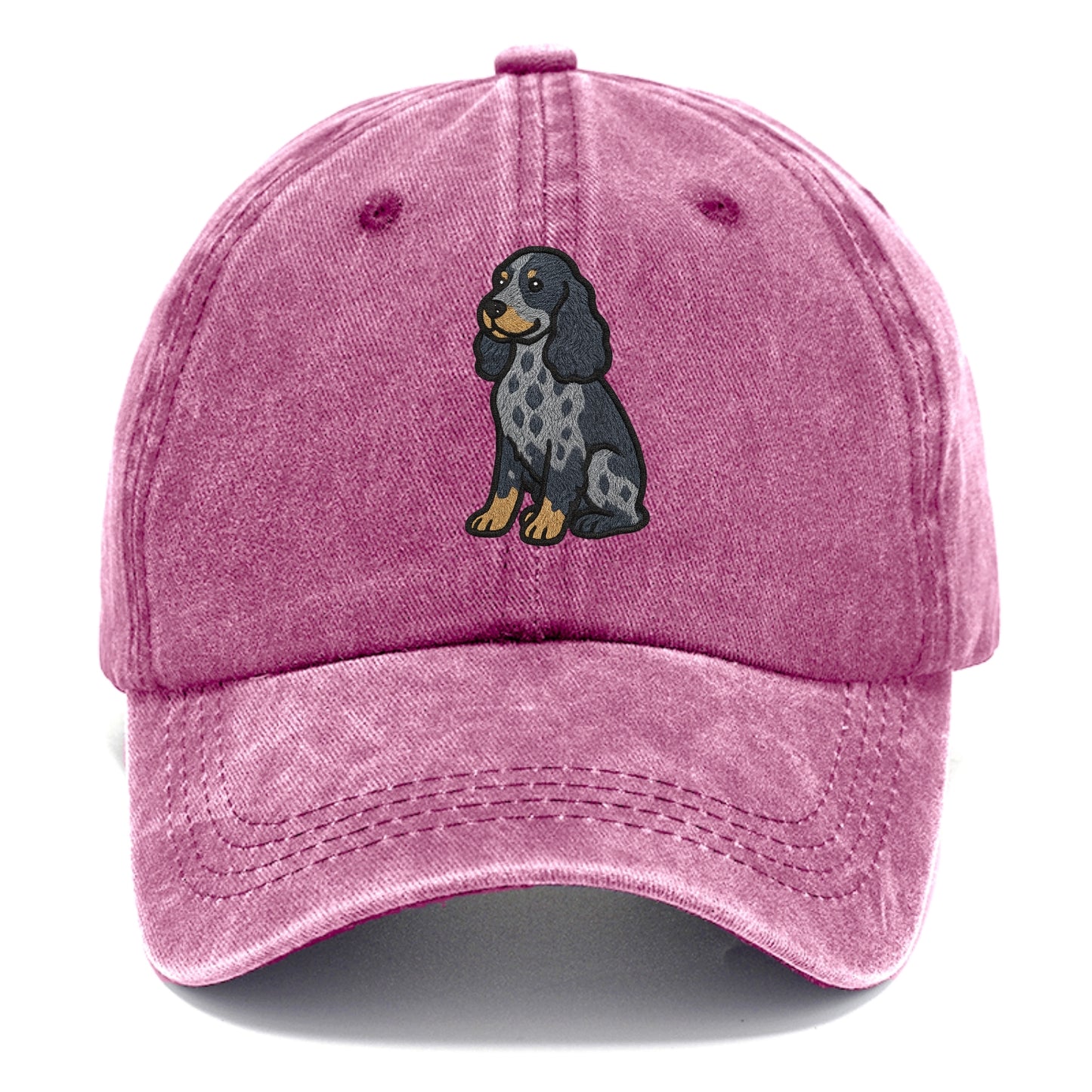 English Cocker Spaniel - Blue roan embroidered sitting pose - Classic Cap - Dusty Rose(Rose)