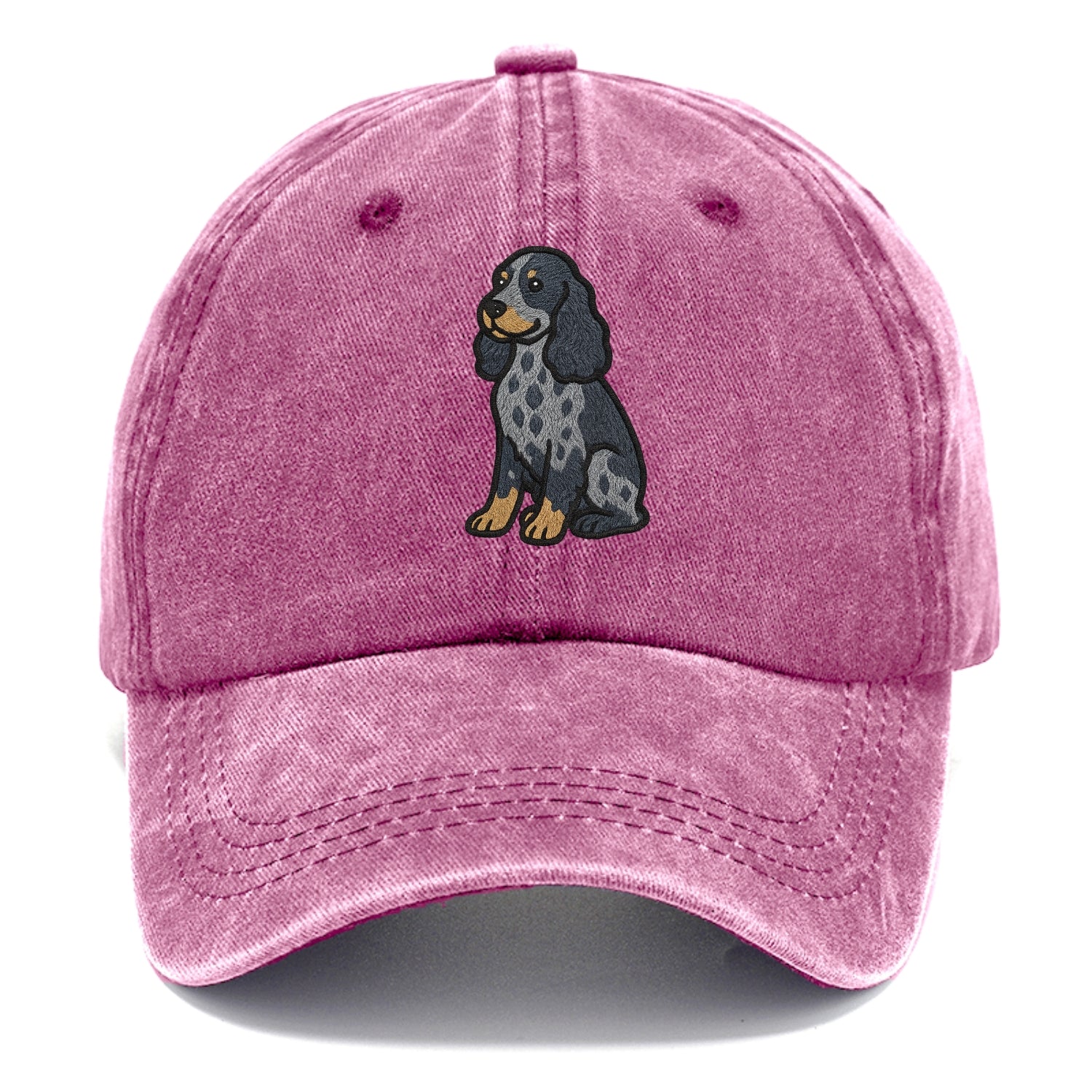 English Cocker Spaniel - Blue roan embroidered sitting pose - Classic Cap - Dusty Rose(Rose)