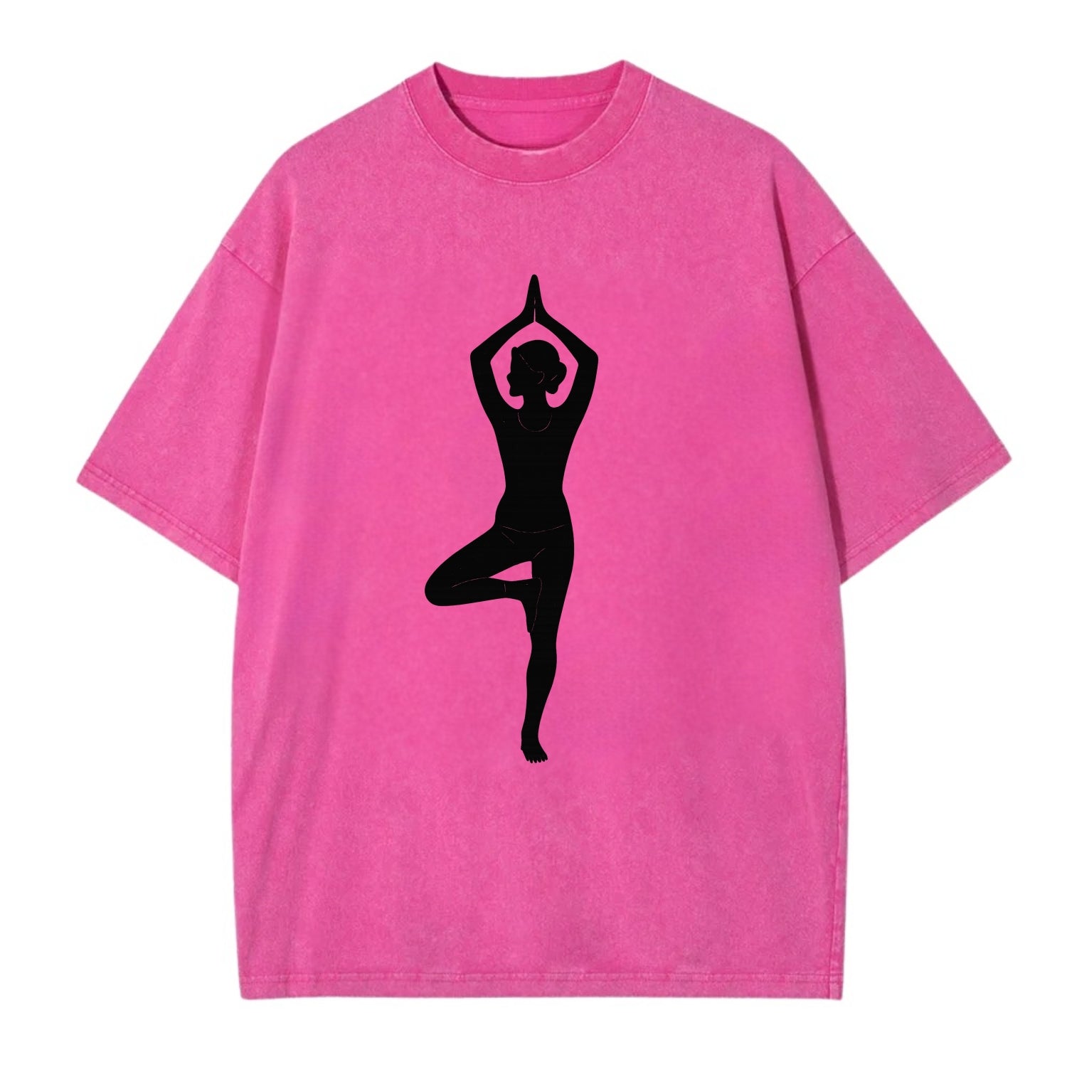 Yogi in tree pose silhouette - Vintage T-shirt - Dusty Rose(Rose)