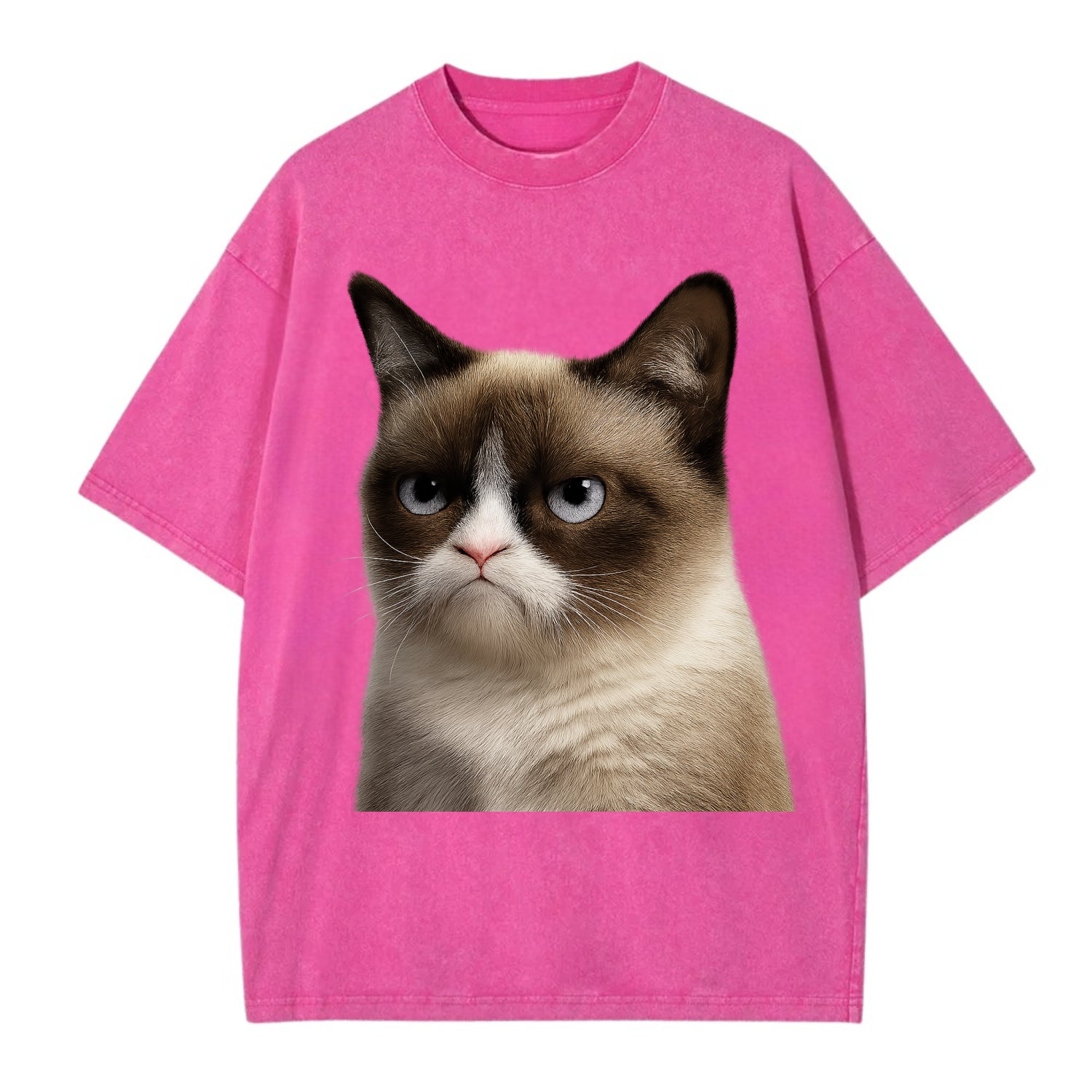Grumpy Cat Expression  - Vintage T-shirt - Dusty Rose(Rose)
