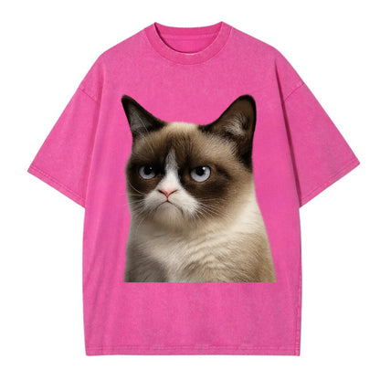 Grumpy Cat Expression  - Vintage T-shirt - Dusty Rose(Rose)