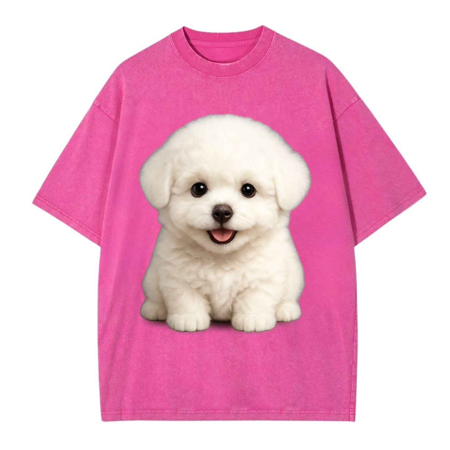 Baby Bichon Frise Puppy - white puffy cloud, dark eyes, happy expression, - Vintage T-shirt - Dusty Rose(Rose)