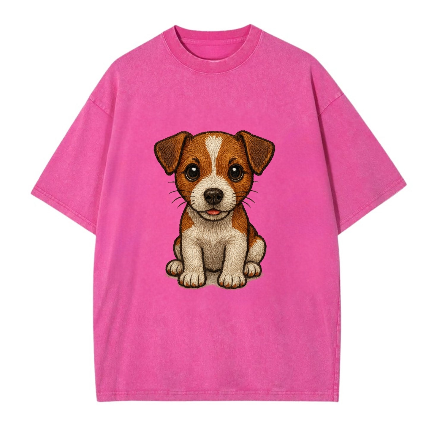 Baby Jack Russell Terrier Puppy - white with markings, alert ears, energetic - Vintage T-shirt - Dusty Rose(Rose)