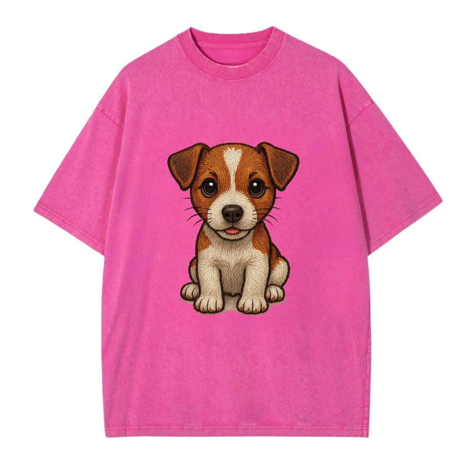 Baby Jack Russell Terrier Puppy - white with markings, alert ears, energetic - Vintage T-shirt - Dusty Rose(Rose)
