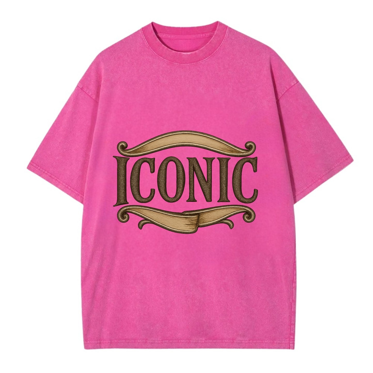 Bold typography design - "ICONIC" - instantly recognizable, trendsetter - Vintage T-shirt - Dusty Rose(Rose)