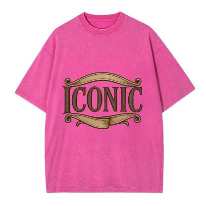 Bold typography design - "ICONIC" - instantly recognizable, trendsetter - Vintage T-shirt - Dusty Rose(Rose)