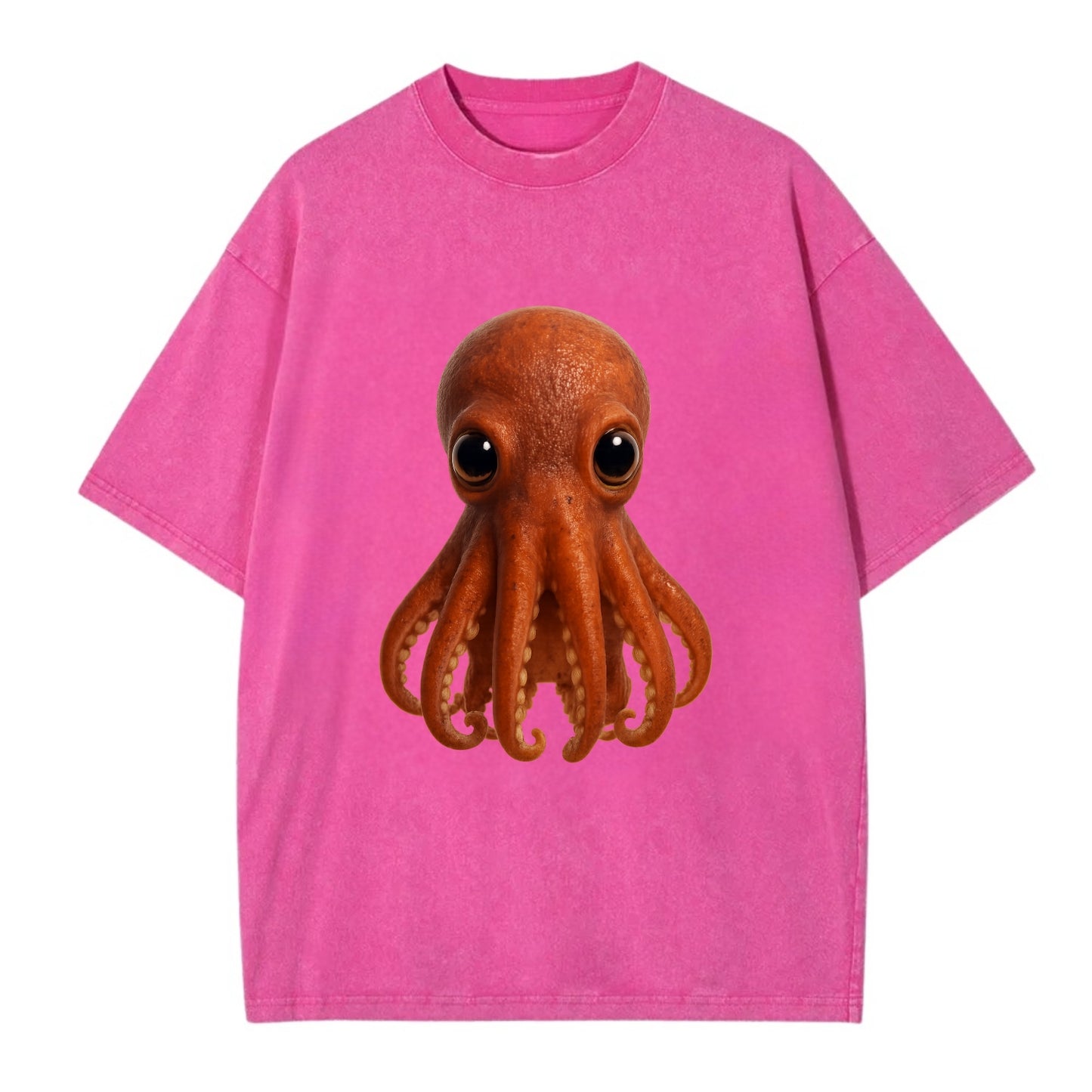 Baby Giant Pacific Octopus - reddish, smaller tentacles, expressive eyes, - Vintage T-shirt - Dusty Rose(Rose)