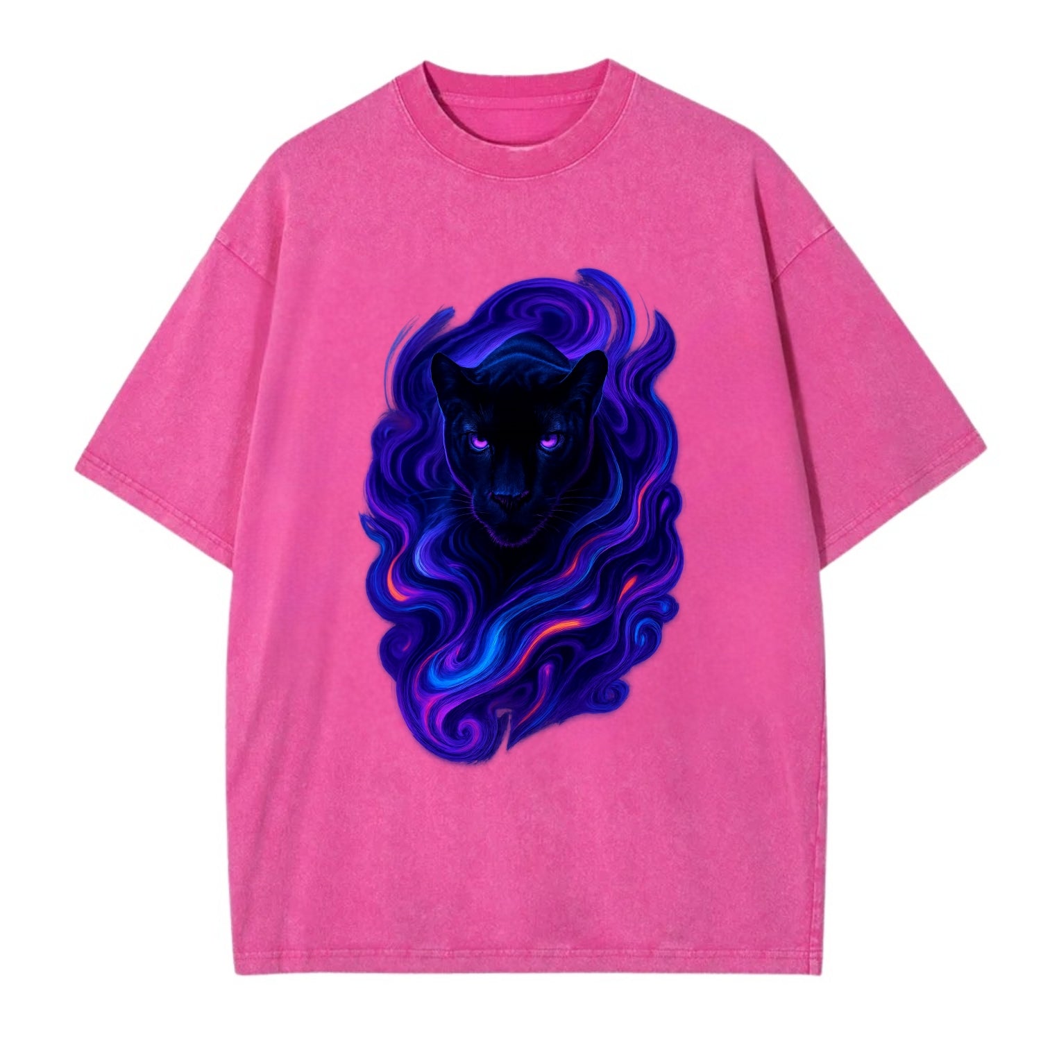 Sleek black panther emerging from swirls of deep purple and electric blue, - Vintage T-shirt - Dusty Rose(Rose)