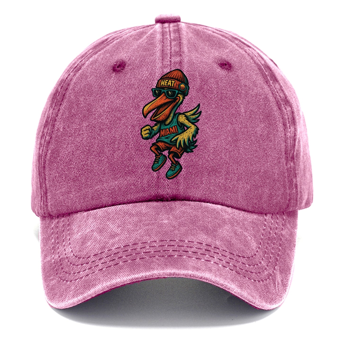 Miami Pelican wearing Heat beanie with sunset patch and wayfarer sunglasses - Classic Cap - Dusty Rose(Rose)