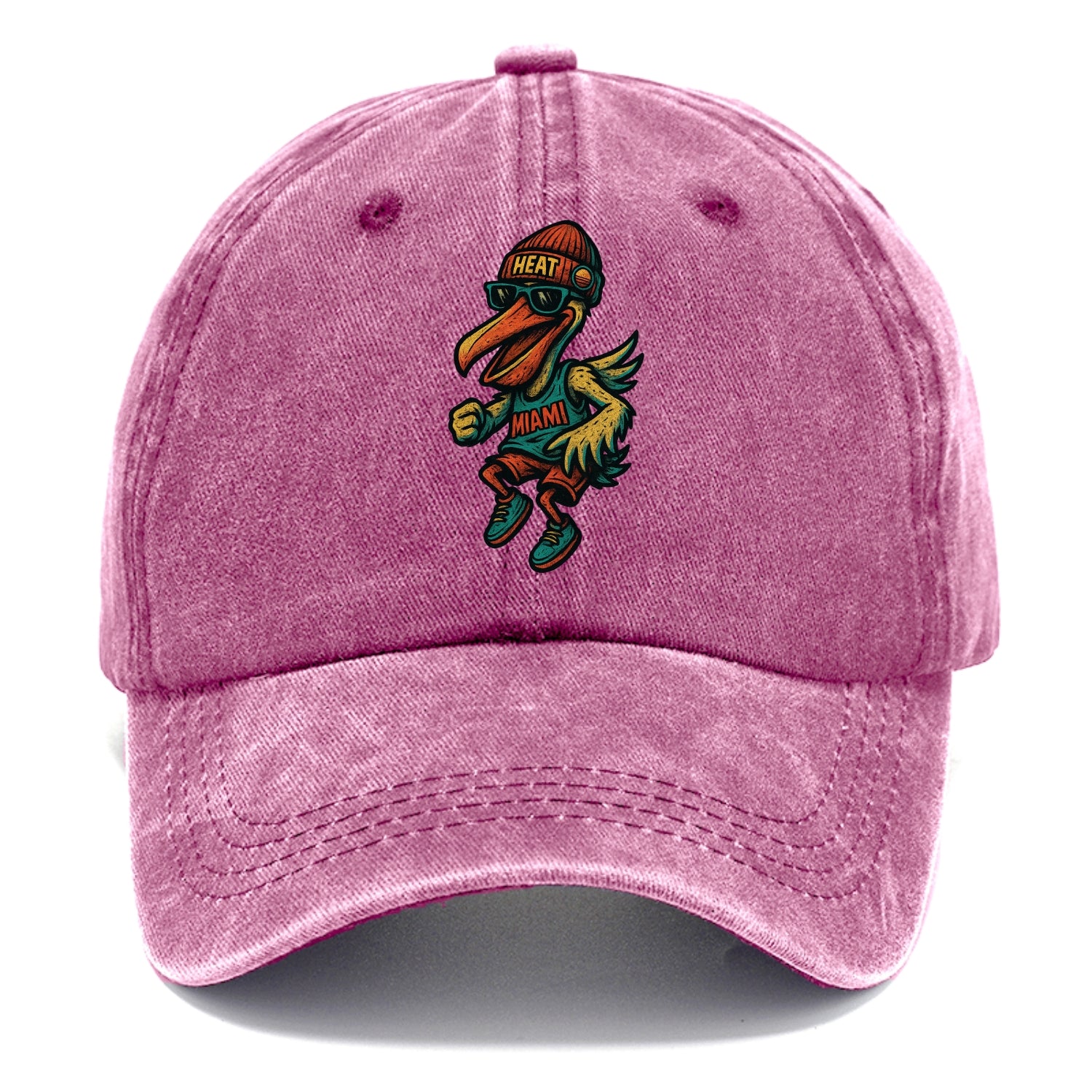 Miami Pelican wearing Heat beanie with sunset patch and wayfarer sunglasses - Classic Cap - Dusty Rose(Rose)