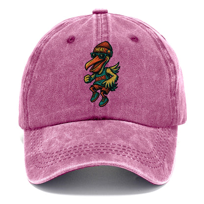 Miami Pelican wearing Heat beanie with sunset patch and wayfarer sunglasses - Classic Cap - Dusty Rose(Rose)